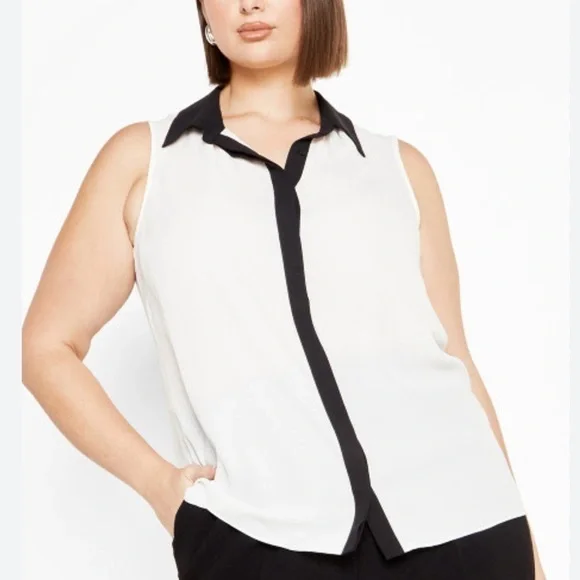 Black and White Sleeveless Women's Top Eleanor​​​ - Picture 3 of 9